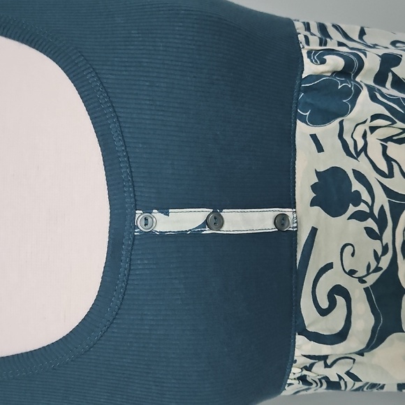 MKM Designs Womens Tank Top Knit Ribbed Stretchy Button Floral Mint Green Boho L - Picture 4 of 7